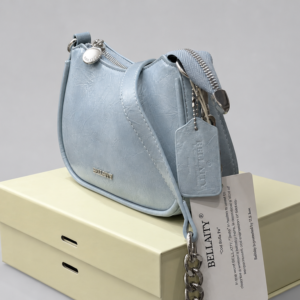 BELLAITY Light Blue Vegan Leather Chain Shoulder Bag Crossbody Purse
