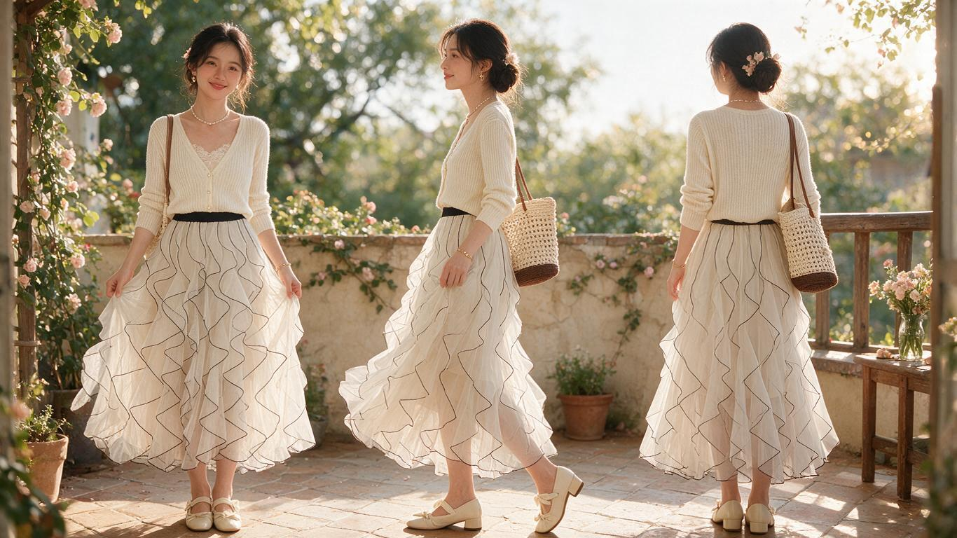 How to Style an Ivory Ruffle Tulle Skirt for a Soft, Romantic Daytime Look
