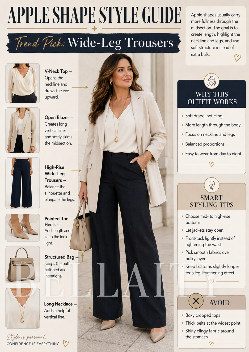 Wide-Leg Trousers for Apple Shapes: The Polished Day-to-Night Guide