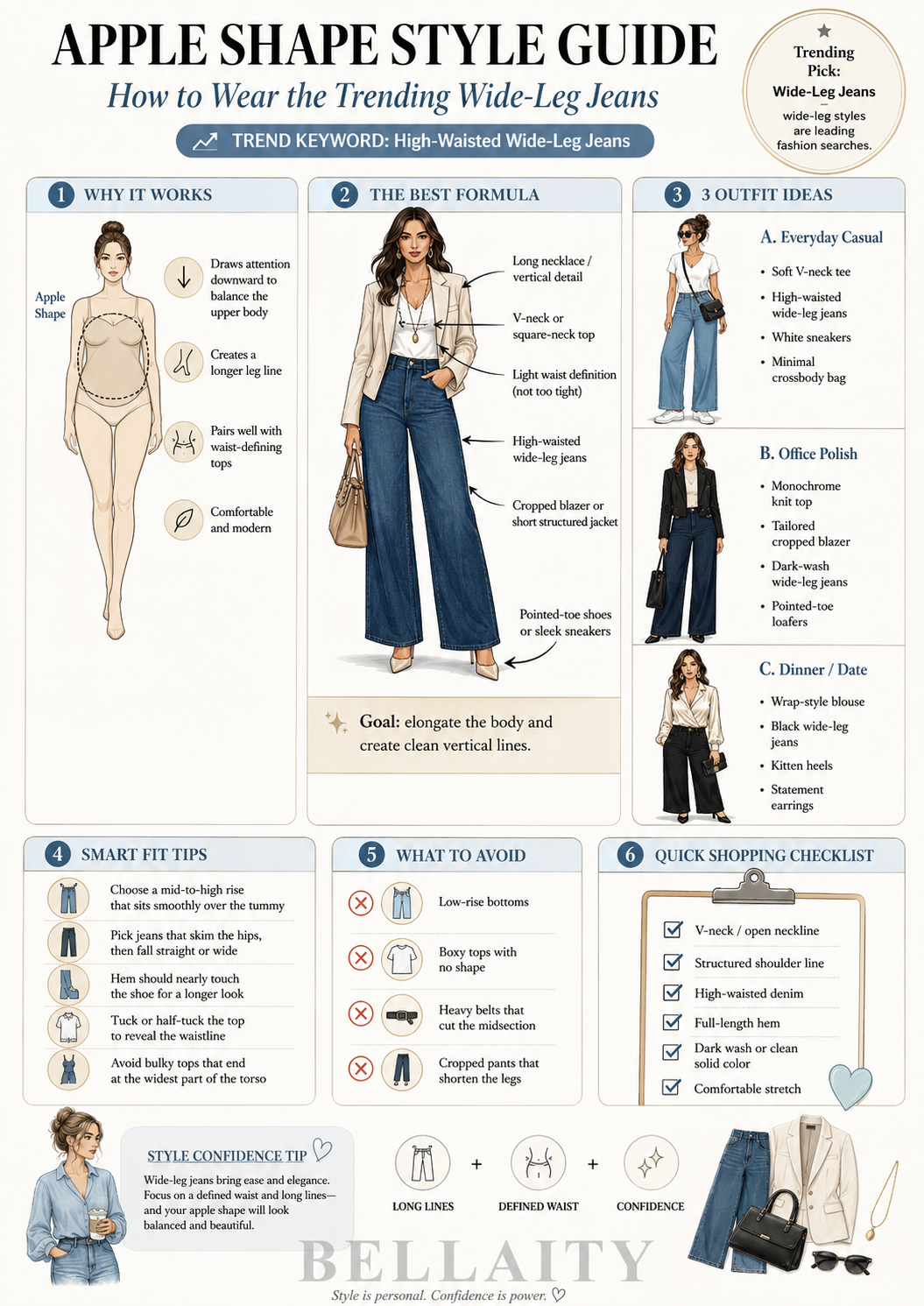 How to Wear Trending Wide-Leg Jeans When You Have an Apple Body Shape