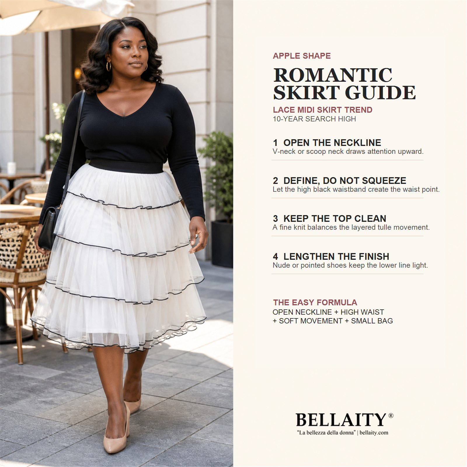 Apple Body Shape Guide: How to Wear the Lace Midi Skirt Trend in 2026